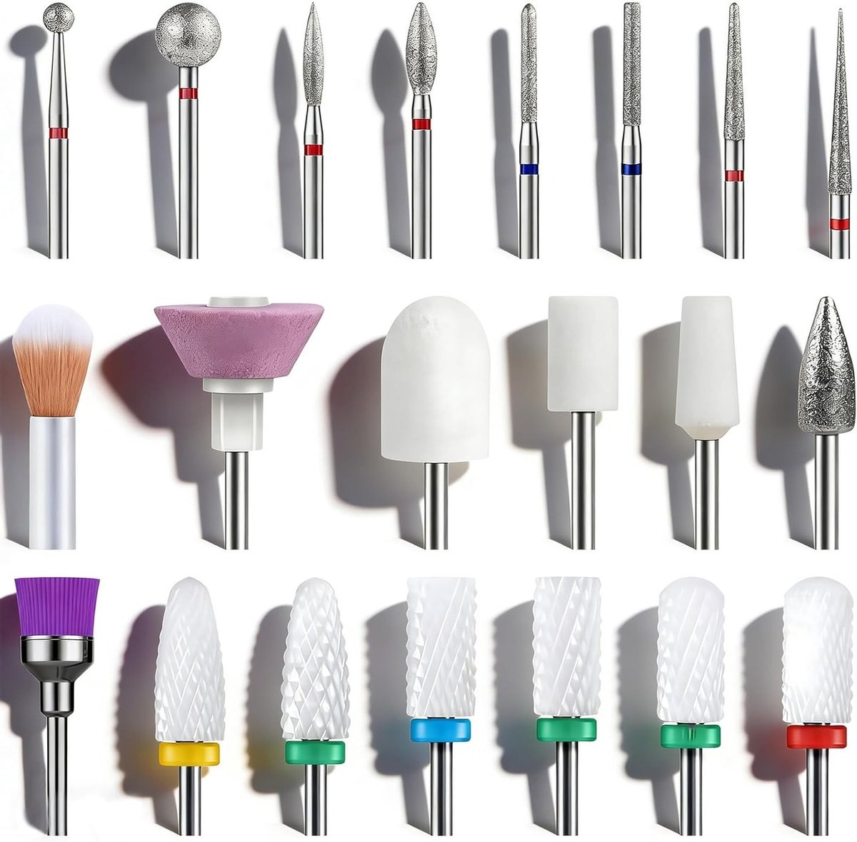 21-delige set diamant keramische nagelbits voor gelnagels - elektrische nagelvijl accessoires voor manicure en pedicure