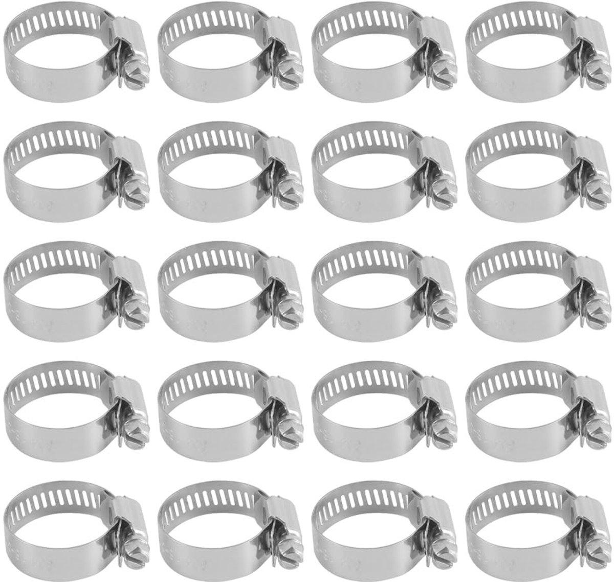 Dailygoods - Dailygoody - Slangklem - Verstelbare Slangklem - 20 stuks - Geschikt voor flexibele slangen - Onderhoud waterleidingen - Voor auto-olieleidingen