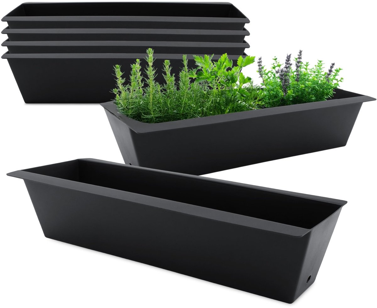 Dailygoods - Dailygoody - Plantenbak inzet - Kunststof - Set van 6 - Antraciet - Bloembak voor Europallet - Geschikt voor binnen en buiten