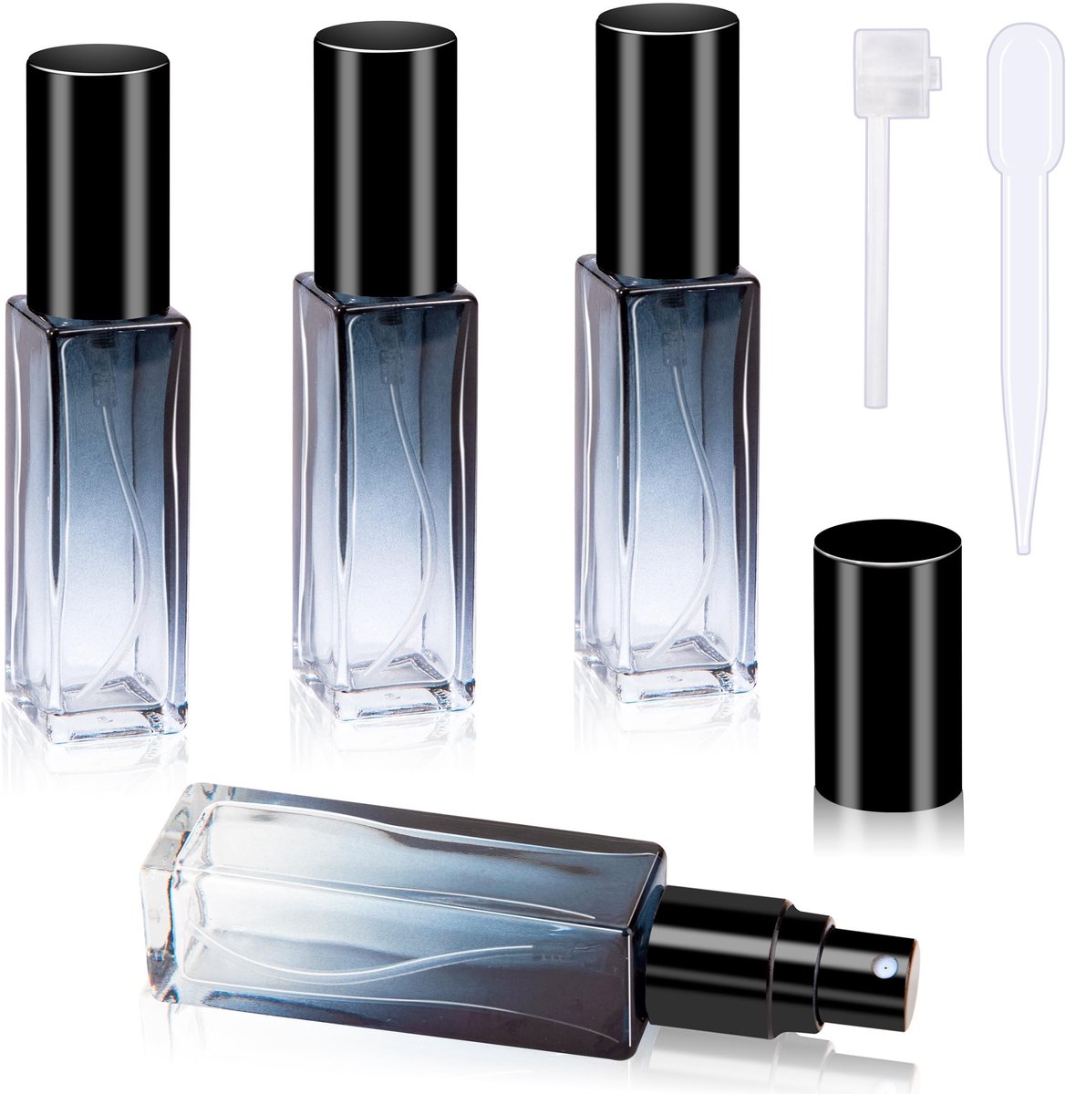 Dailygoods - Dailygoody - Navulbare parfumverstuiver - Compact en draagbaar - Zwart - Perfect voor reizen - 10 ml - Set van 4