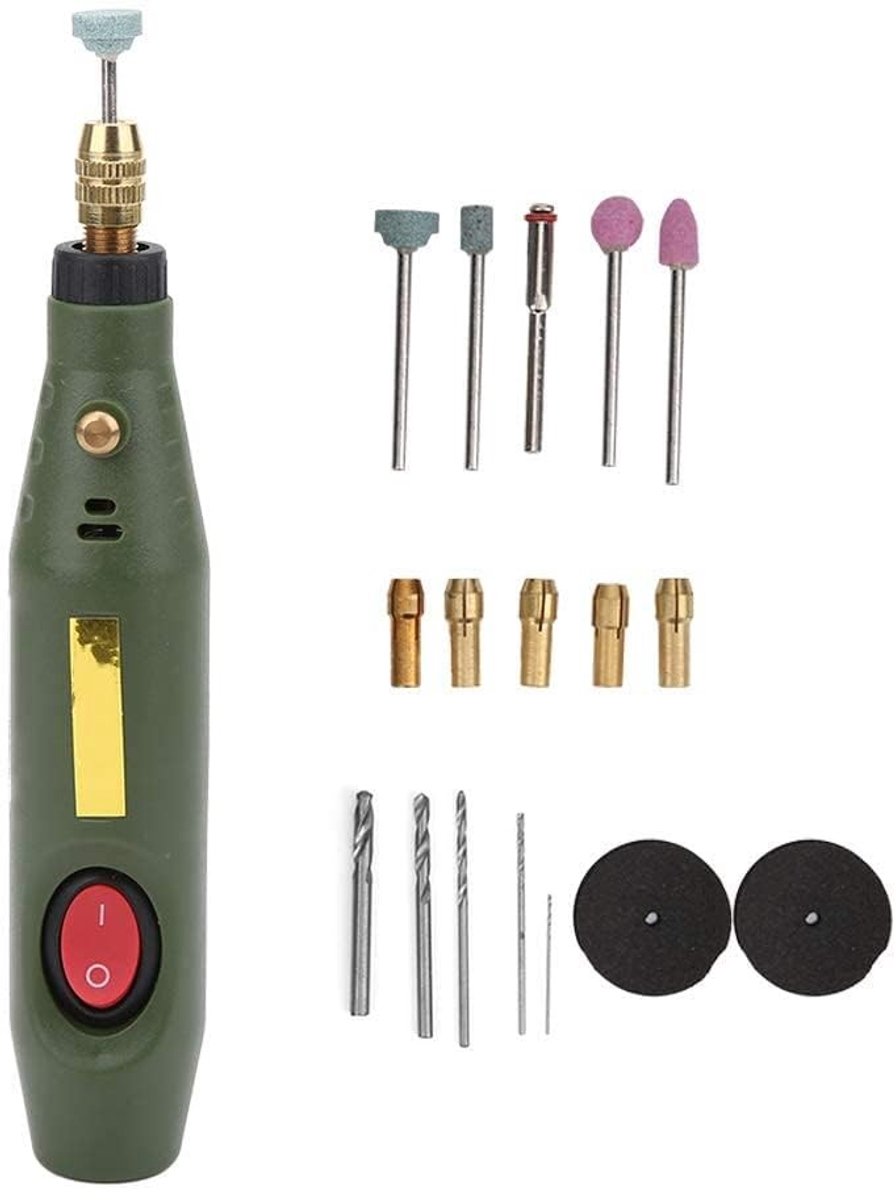 Dailygoods - Dailygoody Mini Elektrische Boor Houtsnijwerk Tool Compact en Lichtgewicht Groen Slijpen en Polijsten Geschikt voor Agaat 18000