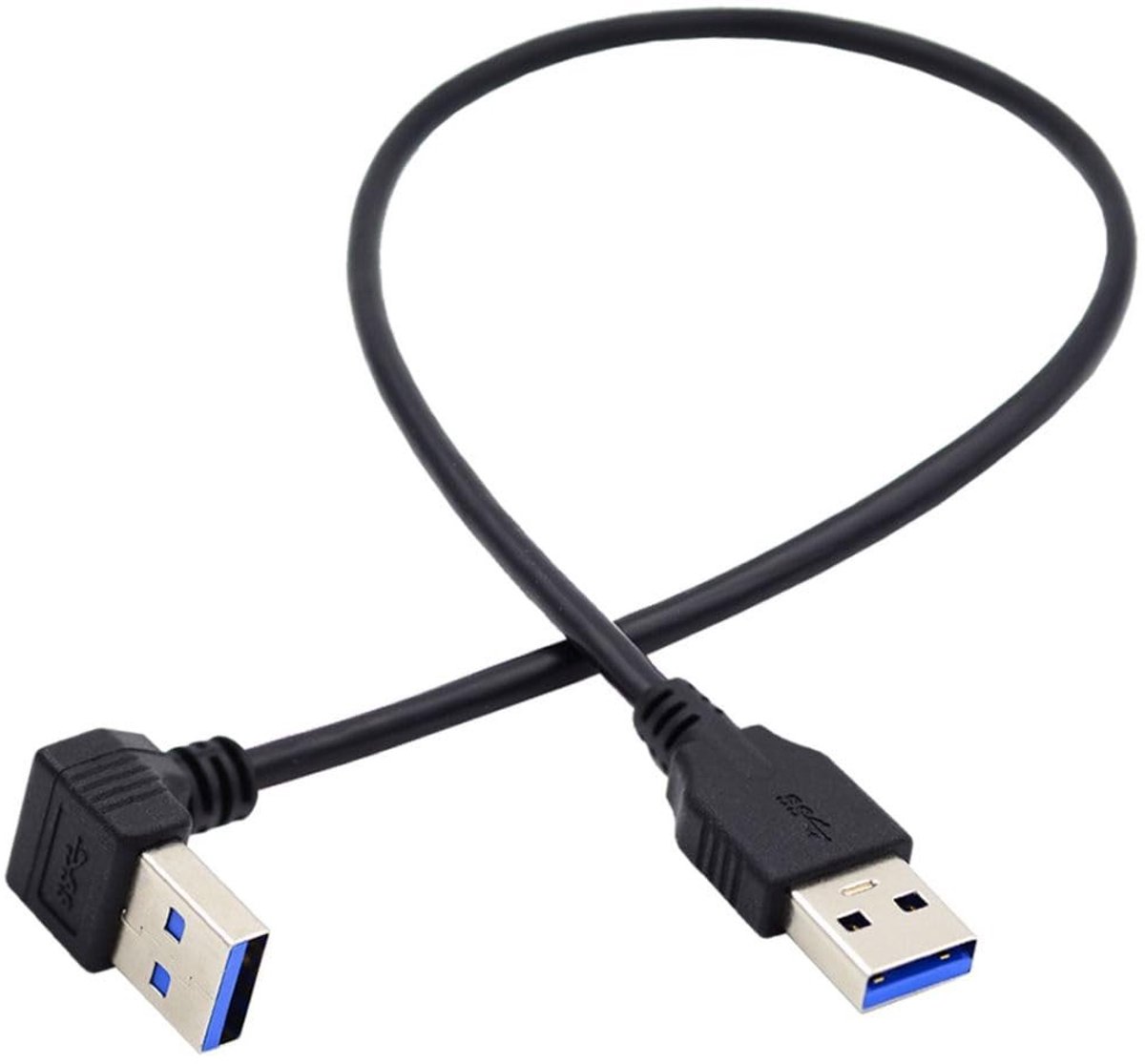 Dailygoods - Dailygoody - Hoekverlengkabel - USB 3.0 Type A 90° - Geschikt voor SSD en harde schijven - 40cm - Betrouwbaar en snel - Ideaal voor dataoverdracht - Z