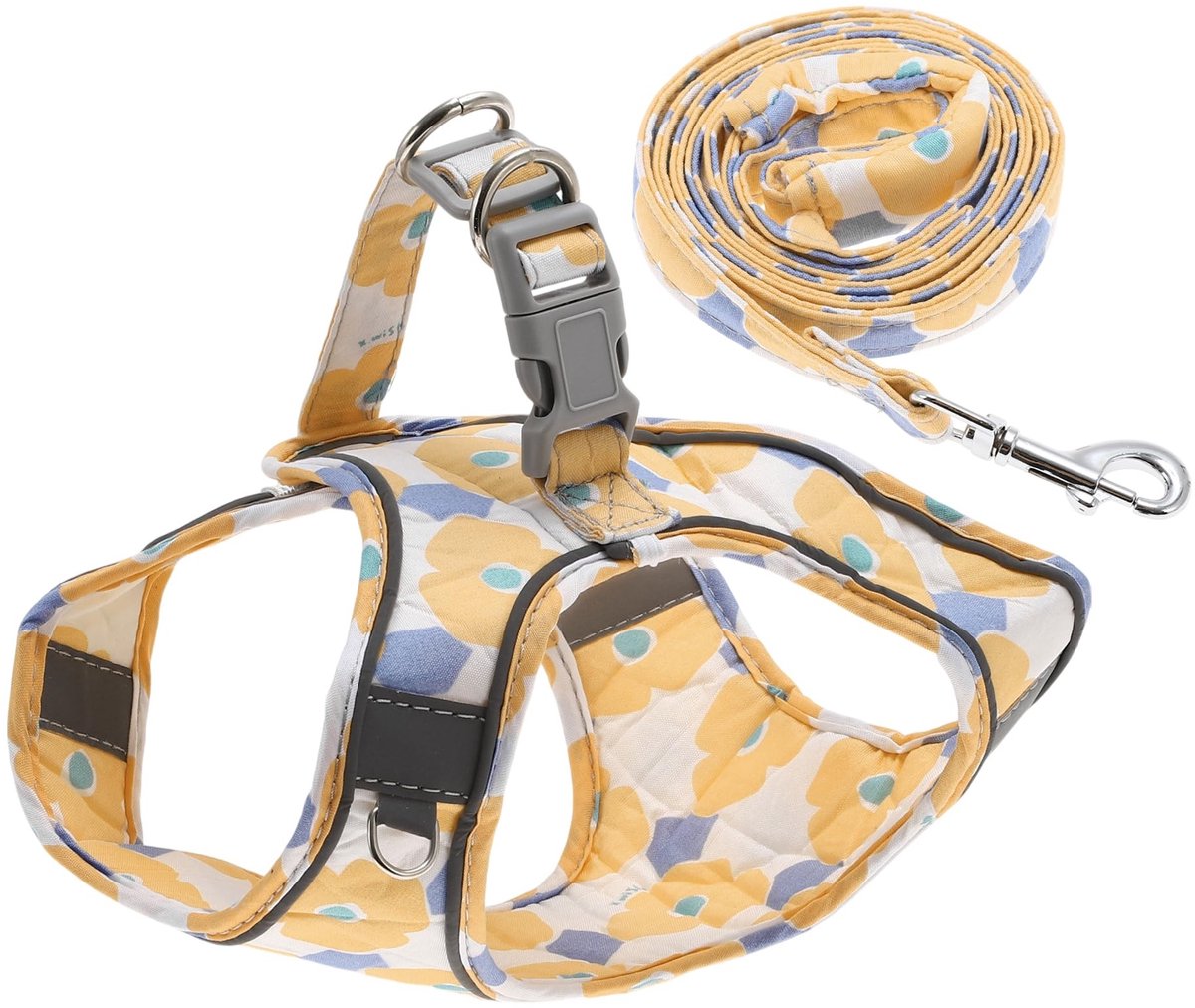 Dailygoods - Dailygoody - Puppy Harnas en Lijn Set - Veilig en Comfortabel - Maat M - Oranje - Reflecterende Strepen - Perfect voor Wandelen
