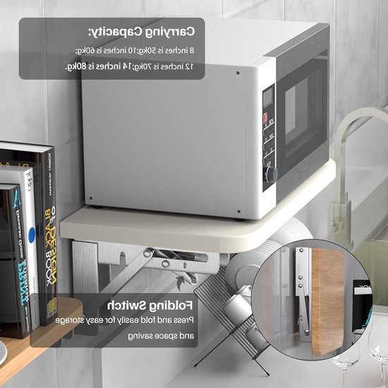 Vouwbare hoeksteun van 350 mm, wandmontage, roestvrijstalen opvouwbare plankhouder, maximaal 80 kg draagvermogen, ideaal voor ruimtebesparing en organisatie — afbeelding 4