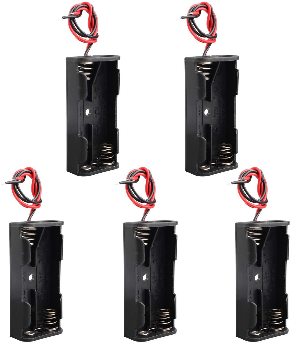 Dailygoods - Dailygoody - 5 Stuks 3V AAA Batterij Houder - Batterij Organizer - Hoogwaardige Kwaliteit - Zwart - Handig voor Doe-Het-Zelf - Perfect voor Elektronis...