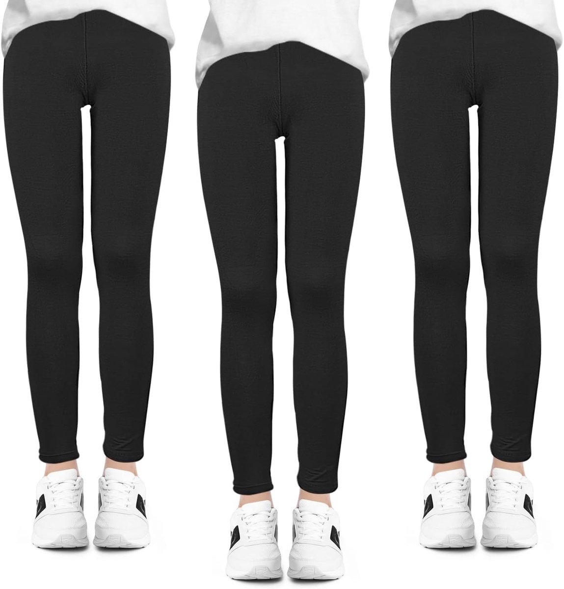 Meisjes Leggings Set van 3 - Lange Zwarte Leggings in Maten 104 tot 158 voor Comfort en Stijl