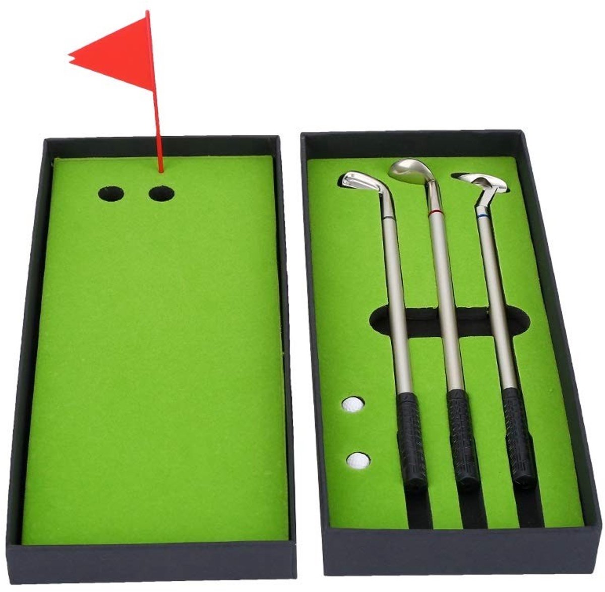Dailygoods - Dailygoody - Golf Pen Set - Mini Golf Clubs - Unieke Golf Ballpoint Pen Set - Zilver - Golf Accessoires - Perfect voor Golf Liefhebbers - Inclusief Ba...