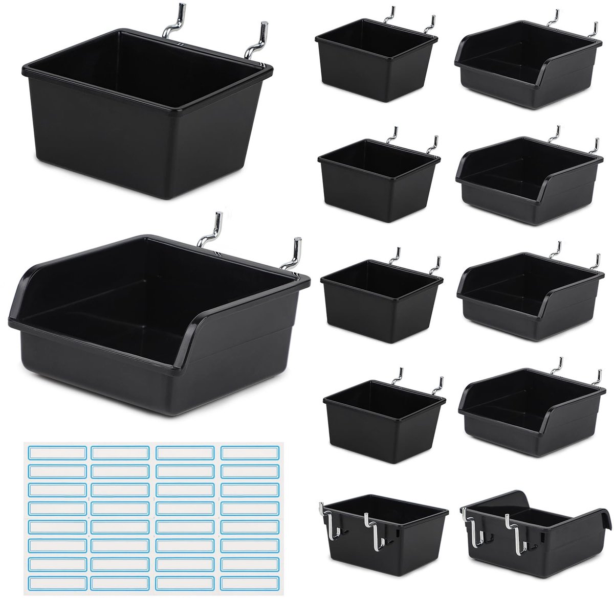 Dailygoody - Gatenwand - Gereedschapswandbox - Organiseer je gereedschap - 12 x gatenwand - Met haken en etiketten - Ideaal voor kamer, keuken, garage