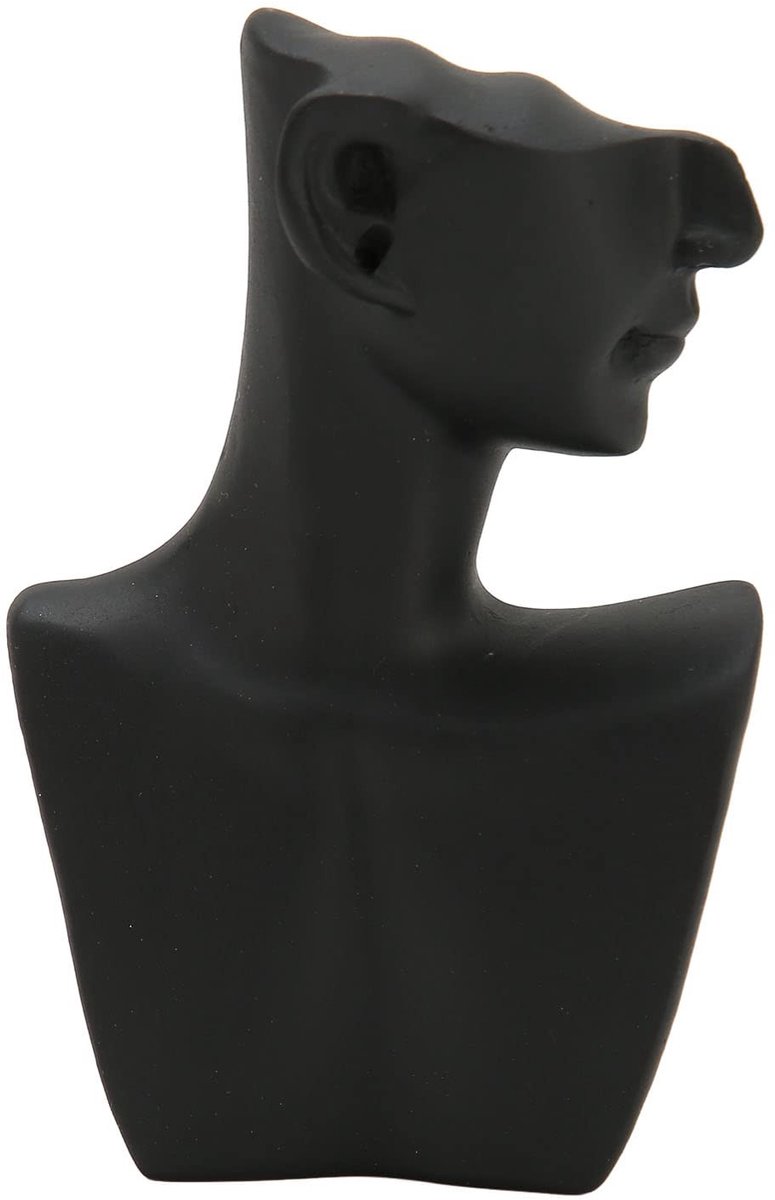 Dailygoody - Zwarte Hars Mannequin - Elegante Display Bust - Perfect voor Oorbellen en Kettingen - Sieradenpresentatie - Stijlvol en praktisch - Gesch.