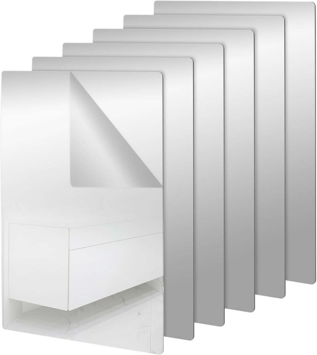 Dailygoody - Acrylspiegel - wandspiegel - modern design - 20 x 30 cm - zelfklevend - ideaal voor woonkamer en fitnessstudio - set van 6