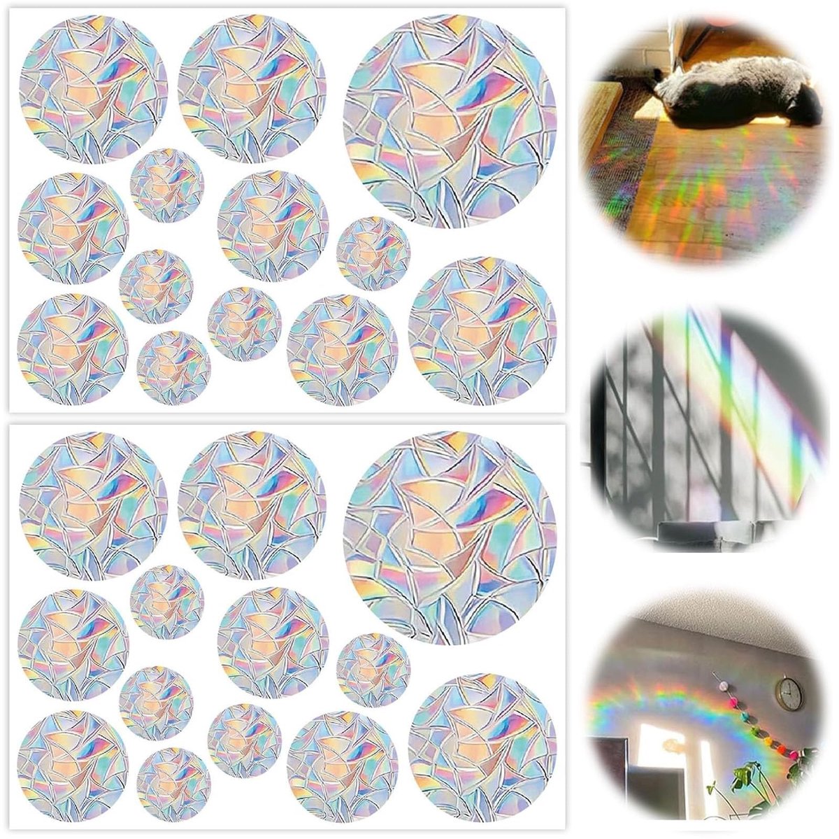 Dailygoody - Prisma Window Stickers - Rainbow Effect - Multicolor - Anti-Collision Stickers - Perfect voor Thuis - Decoratieve Raamstickers