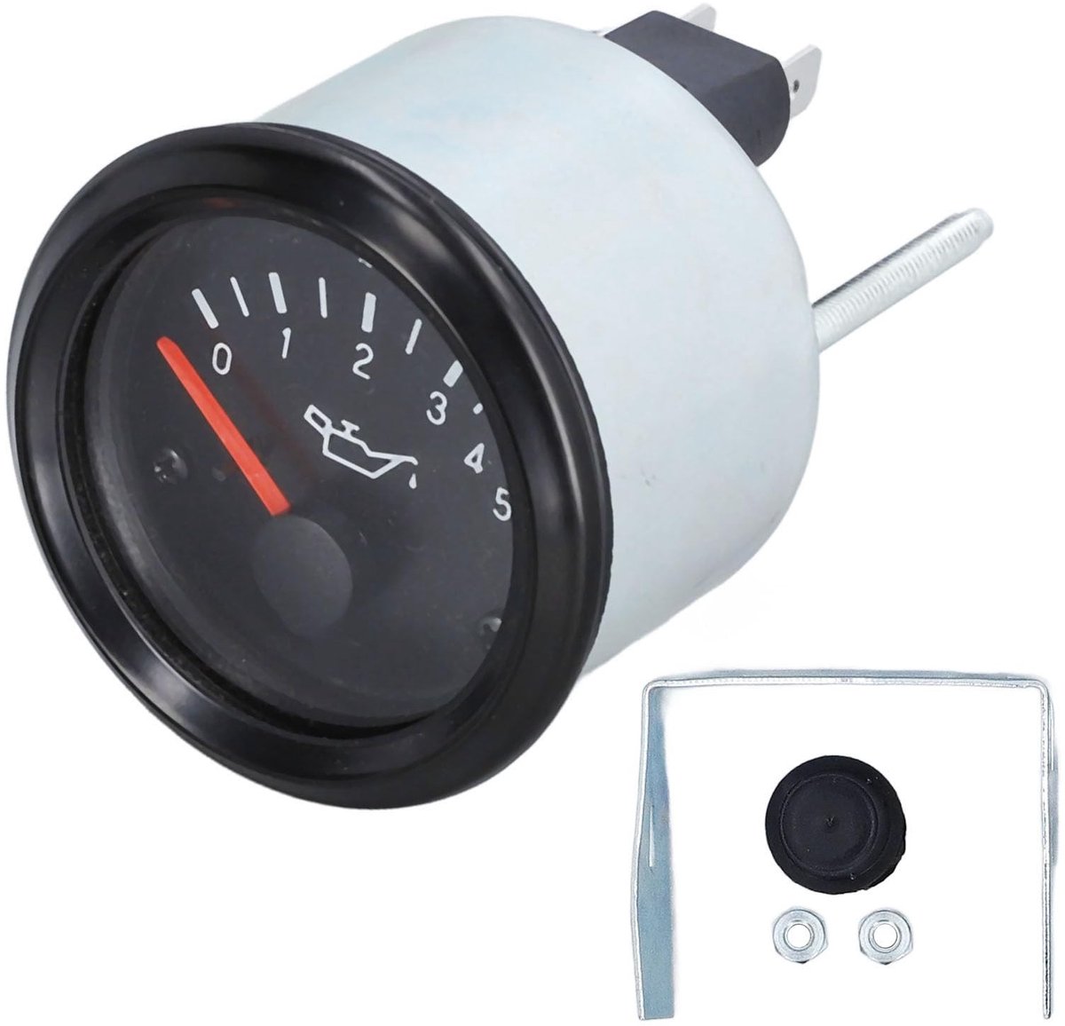 Dailygoody - Oil Pressure Gauge 0-5bar 52 mm Aluminium Waterdicht voor Auto en Truck