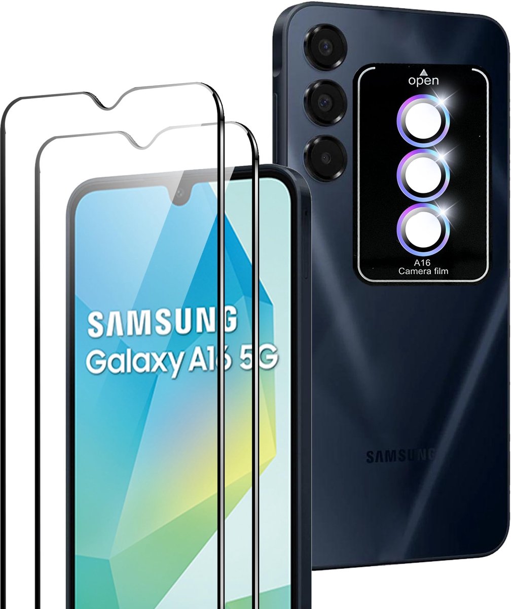 Dailygoody - Voor Samsung Galaxy A16 5G - Gehard Glas - Krasbestendig - Transparant - Schermbescherming - 2 Stuks - Inclusief Camera Bescherming