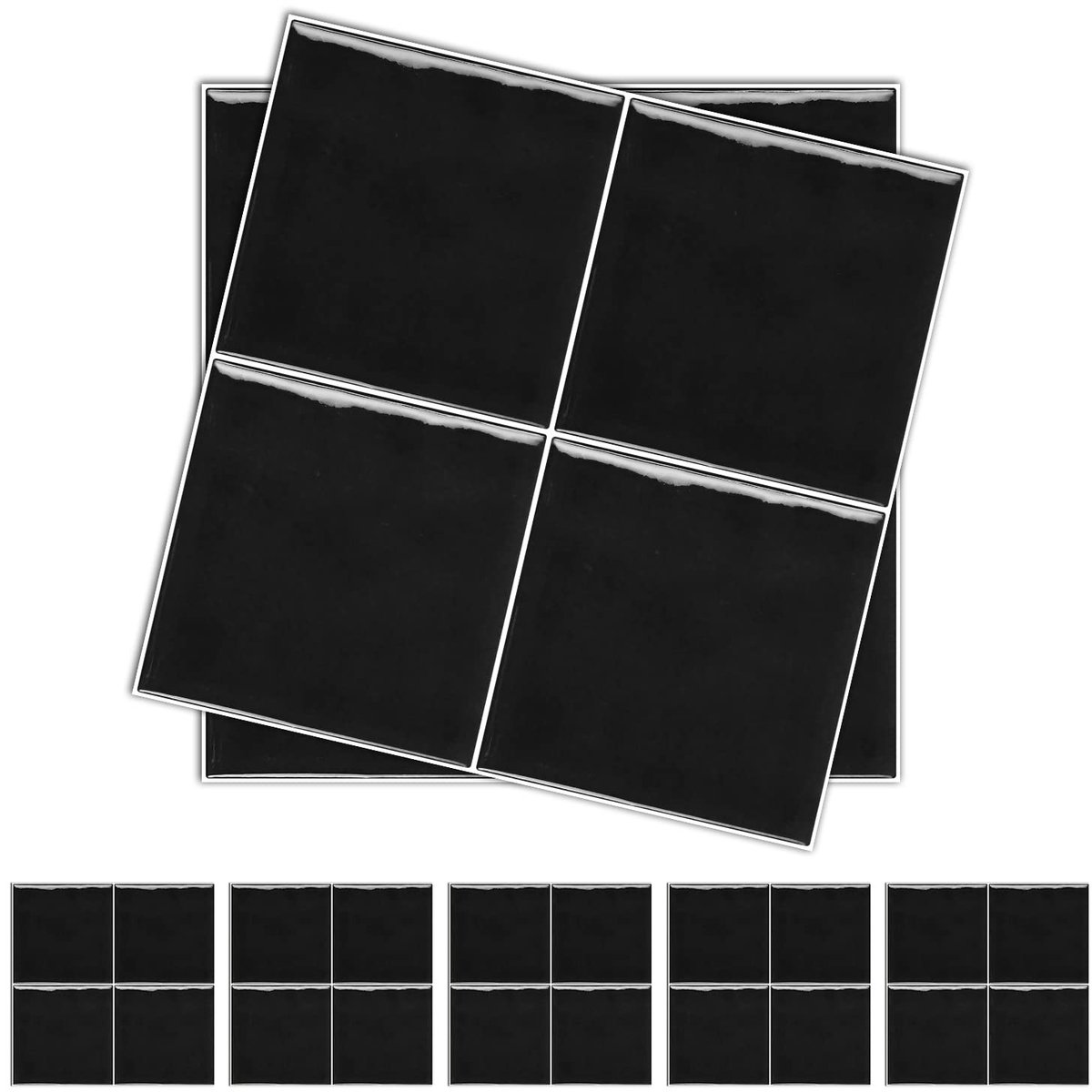 Dailygoods - Dailygoody - Mosaïektegels Stickers - Waterdichte Stickers - Zelfklevende Tegels - 15x15cm - Zwart - Decoratief - Eenvoudig aan te brengen - Voor
