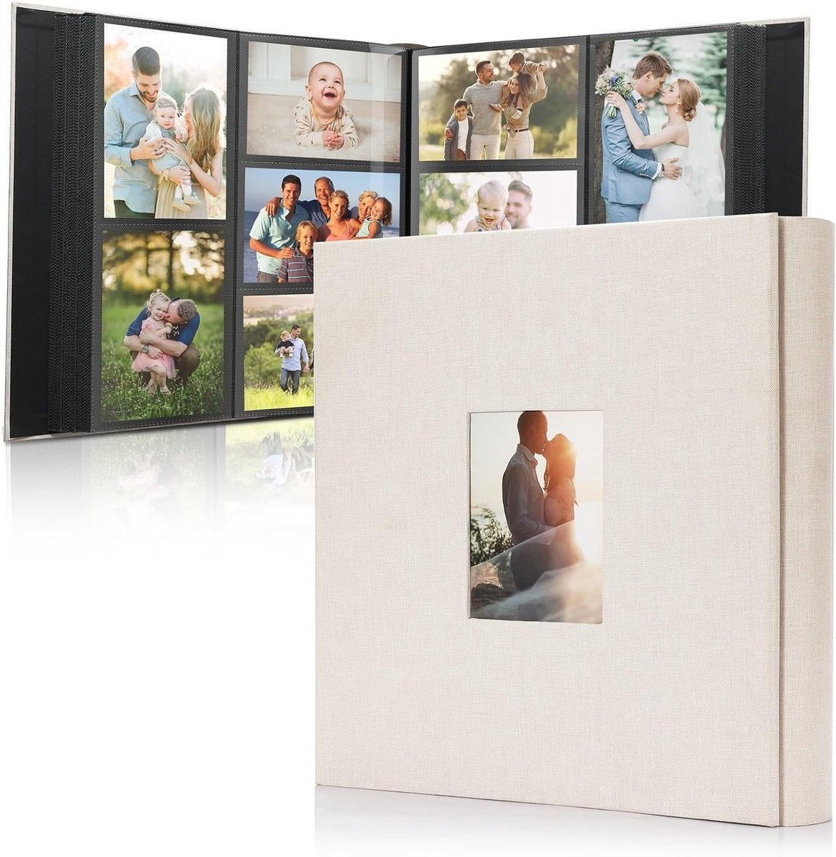 Groot fotoalbum voor 1000 foto's (10 x 15 cm), linnen binding, personaliseerbaar, perfect voor familie, bruiloften, reizen en babyherinneringen, foto boek om in te voegen, zwart