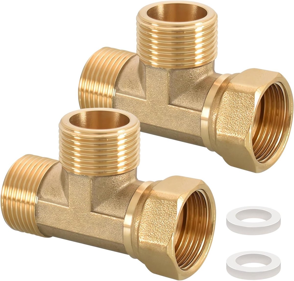 Twee Stuks 1 Inch Messing Tee Swivel Pipe Schroefverbinding, 3-Weg Tee Connector voor Airconditioning, Koelsystemen en Loodgieterswerk