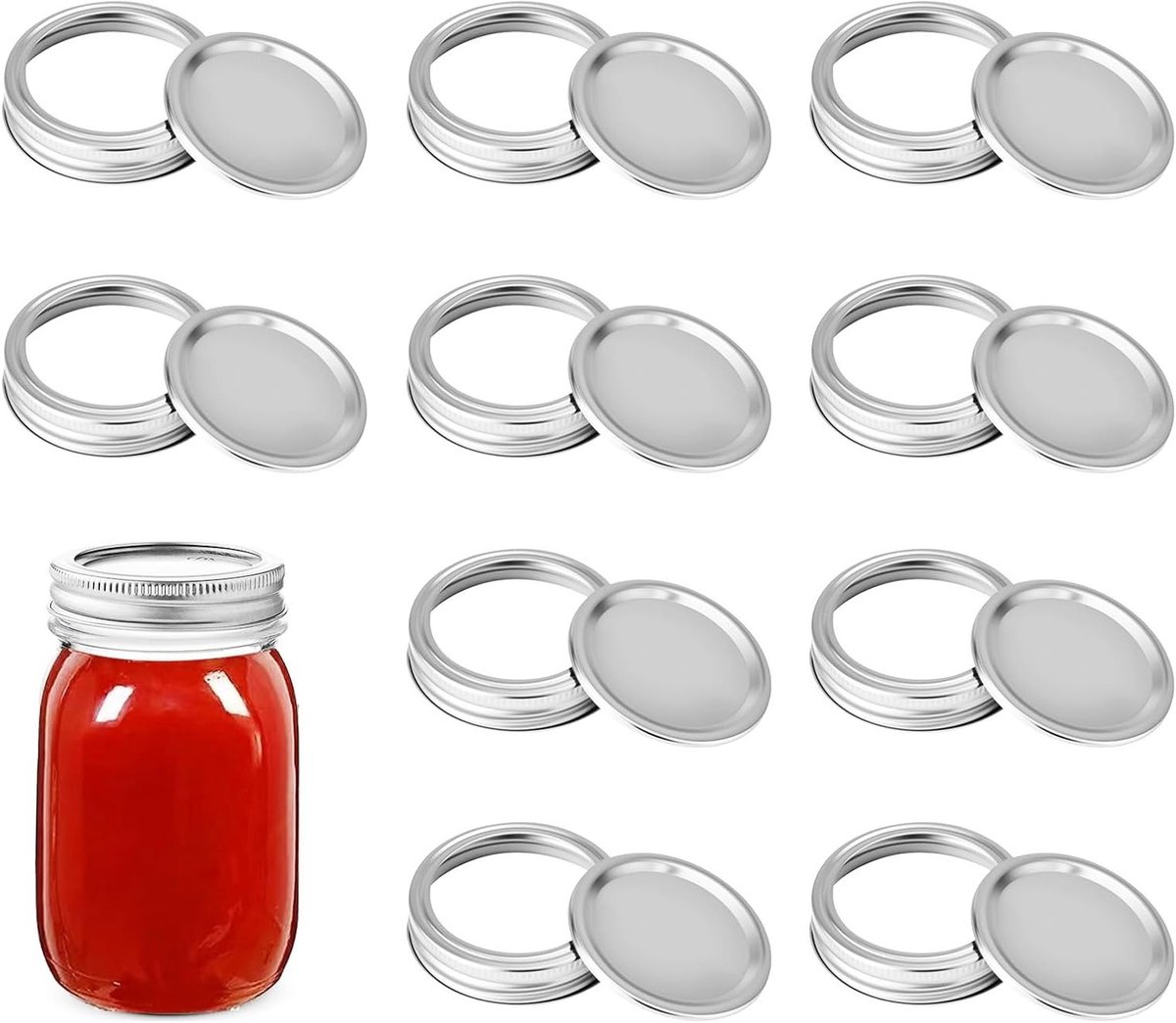 Set van 10 Vervangende Schroefdeksels voor Inmaakpotten, Herbruikbare Deksel voor Jam- en Snoeppotten, 90 mm