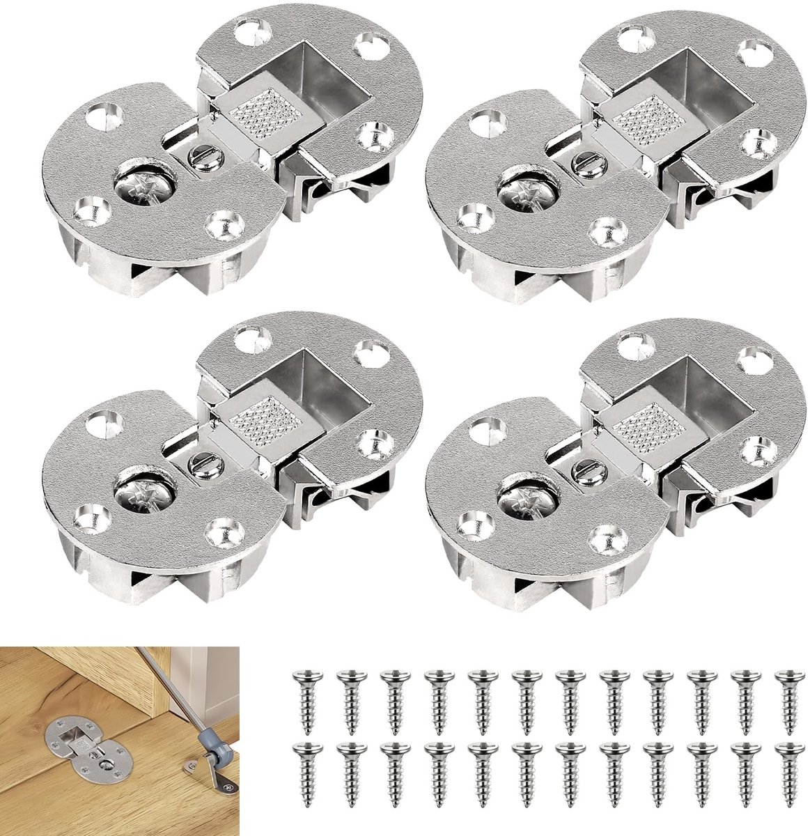 Dailygoods - Dailygoody - Klapscharnieren - Halfcirkelvormig - 3D-verstelbaar - 35 mm - Dekselscharnier - Meubelscharnier voor verborgen tafel - Eetkamer