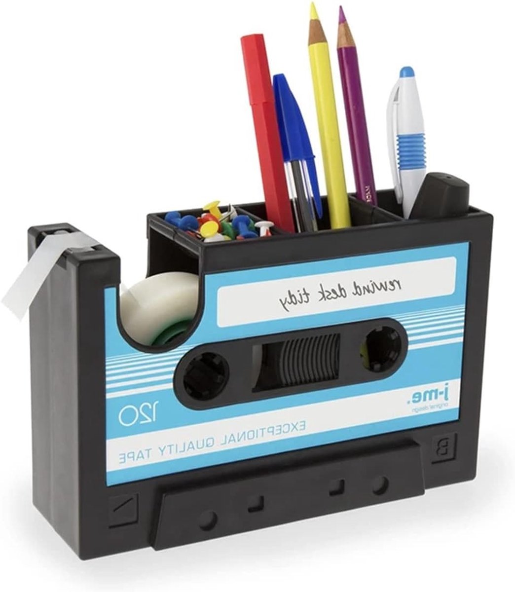 Retro Tape Dispenser met Penhouder en Paperclips Houder - Multifunctionele Zelfklevende Rolhouder voor Kantoor en Cadeaus