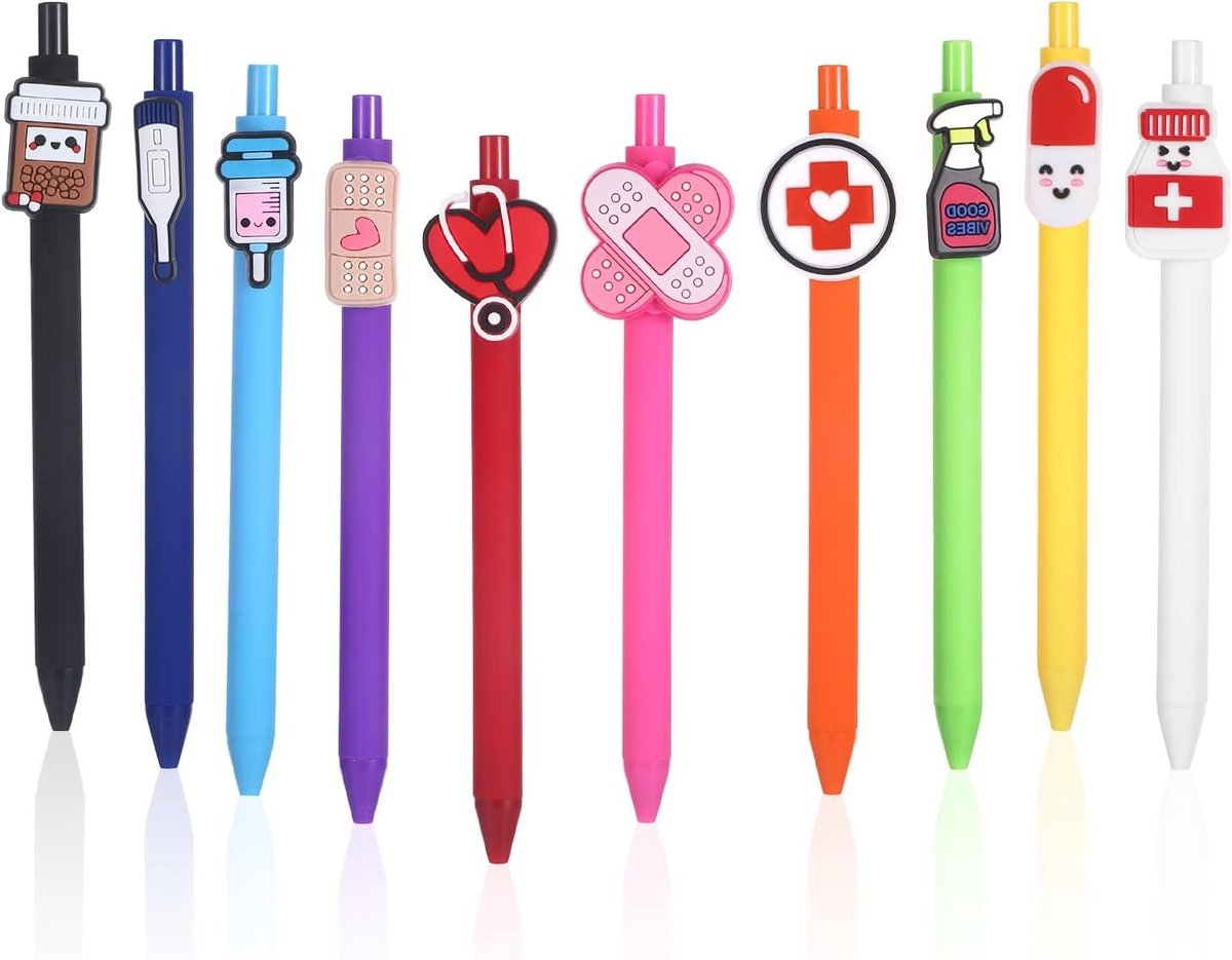 10 Stuks Grappige Balpen, Leuke Cadeaus voor Verpleegkundigen, Cartoon Pen voor Artsen en Medische Assistenten, Creatieve Kantooraccessoires