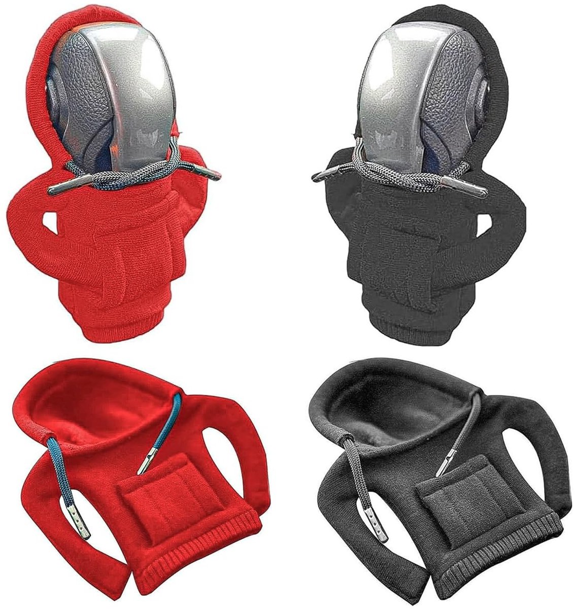 Dailygoods - Dailygoody - Auto Versnellingspookknop Cover - Stofdichte Bescherming - Zwart-Rood - Pookknopafdekking - Geschikt voor Auto's - Zwart/Rood