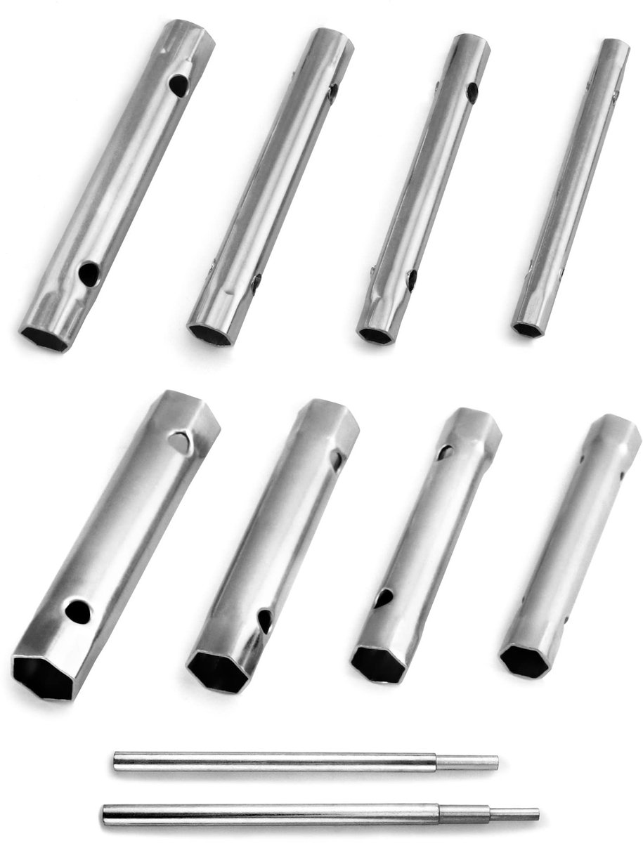 Dailygoods - Dailygoody 10-delige pijpdopsleutelset - Dopsleutel voor bougies - Verzinkt staal - Metrische maten 6 x 7-20 x 22 mm - Voor mechanisch gebruik
