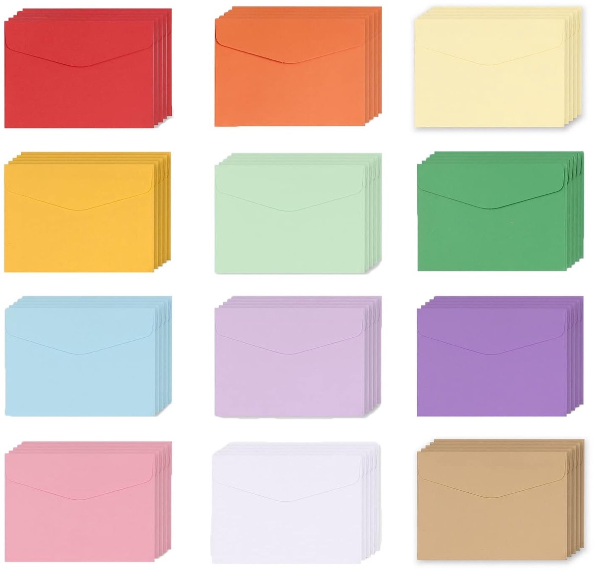 Dailygoods - Dailygoody - Mini Enveloppen 60 Stuks - Kleine Enveloppen voor Cadeaubon - Geschikt voor Bruiloft - 12 Kleuren - Perfect voor Verjaardag en Festi