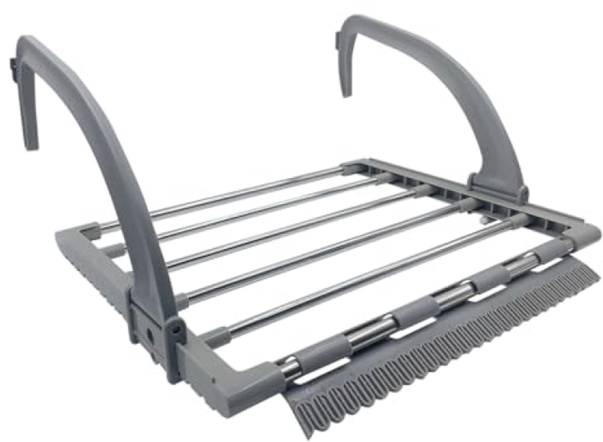 Opvouwbaar Radiator Droogrek 39x31 cm - Roestvrij Stalen Kledingdroger met Sokclips voor Balkon, Badkamer - 5 Stangen, 17 Verstelbare Clips