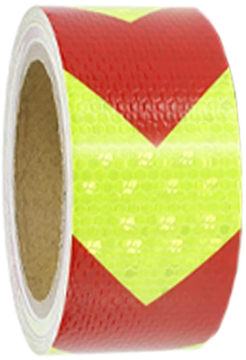 Reflecterende Tape 5 cm x 20 m, Zelfklevende Veiligheidstape, Rood en Geel, Waarschuwingsstickers voor Trappen, Voertuigen en Boten