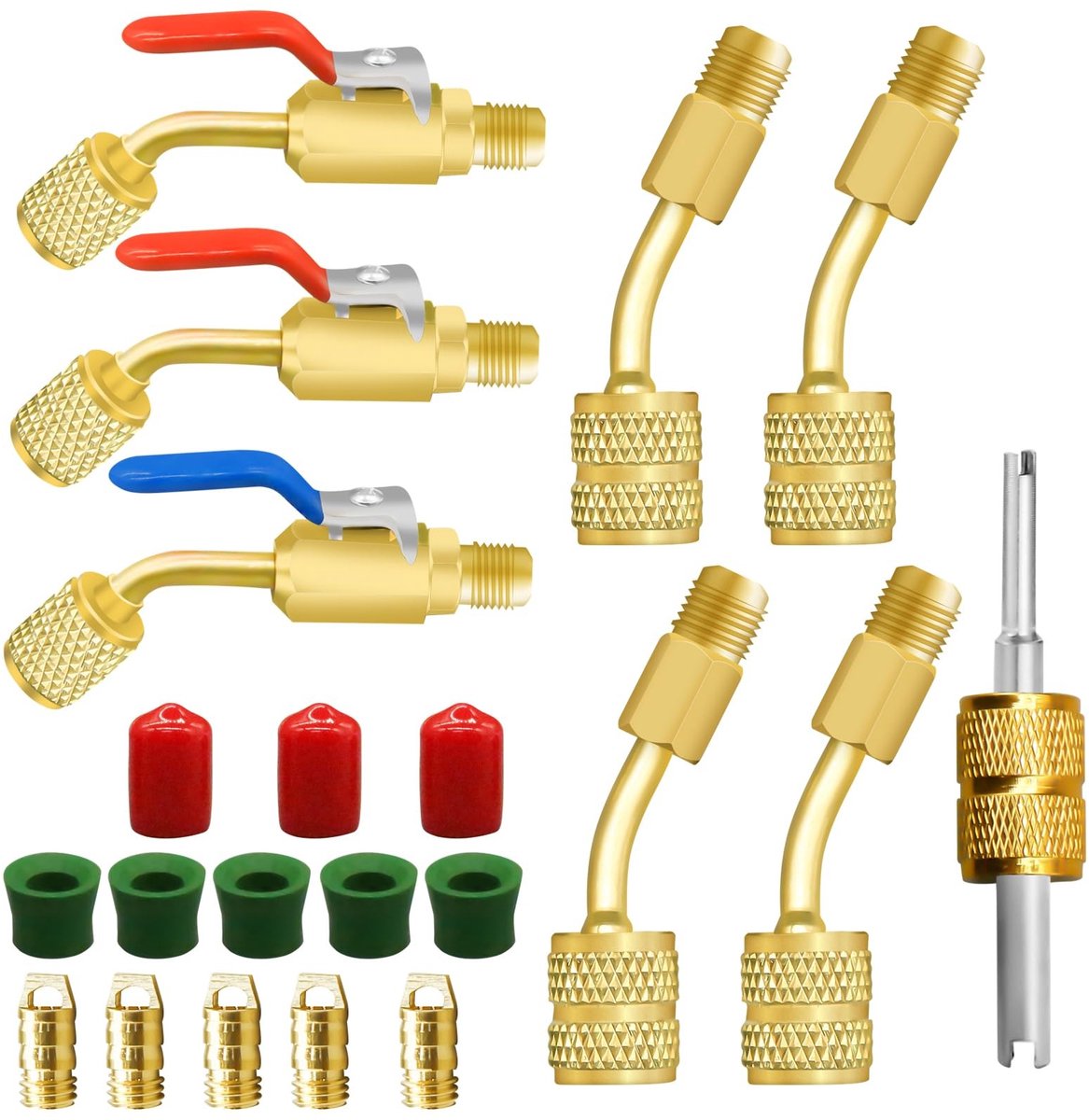 Dailygoody - OmGoods - Dailygoody - Split Adapter Set - Koelmiddel R410A en R134A - 21-delige set - Voor airconditioning - Koppeling en verloopstukken - Professioneel gebrui...