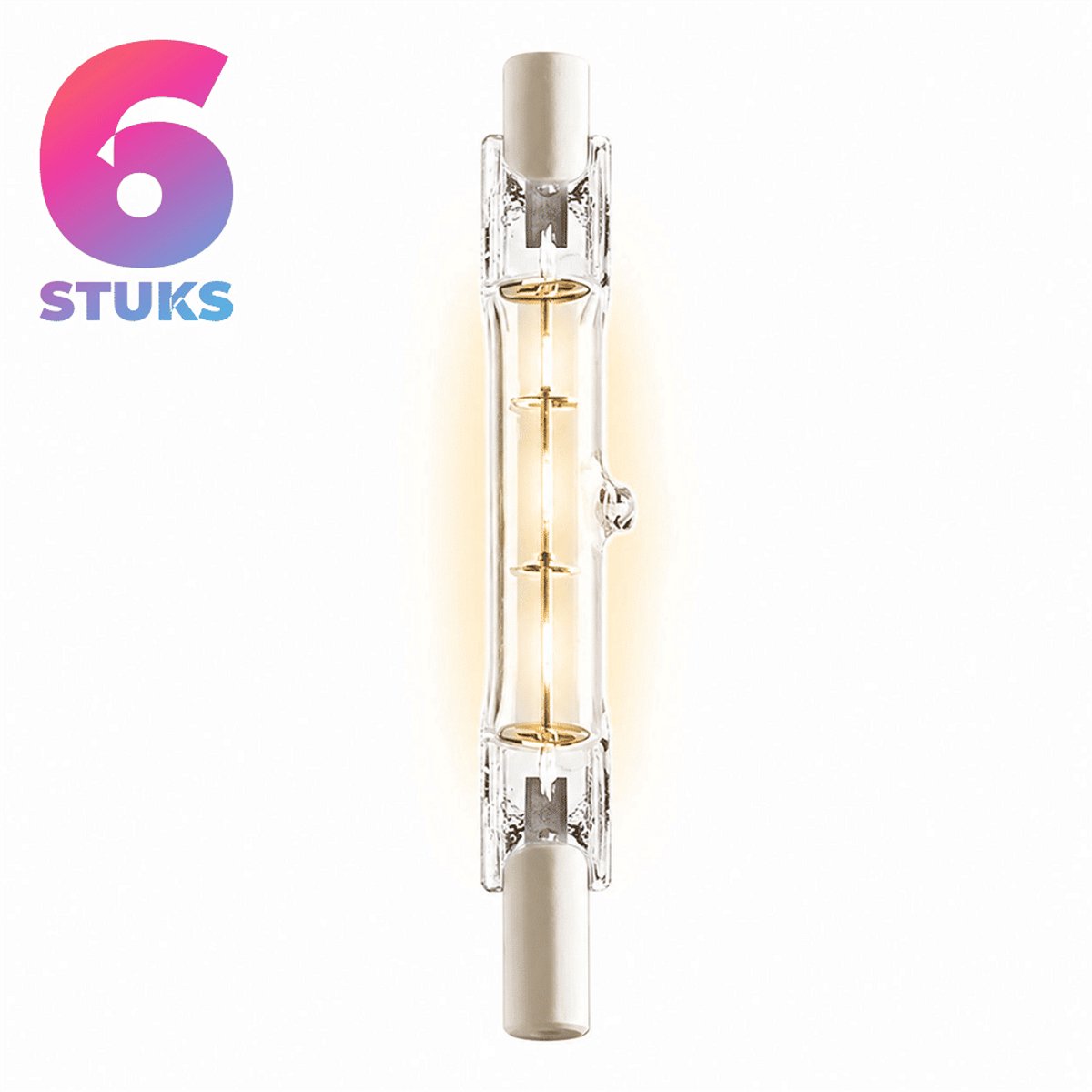 6x Staaflamp (118mm) Halogeenlamp R7s - 400W - Warm Wit Licht (3000K) - 8800 lm - 2 jaar - Dimbaar