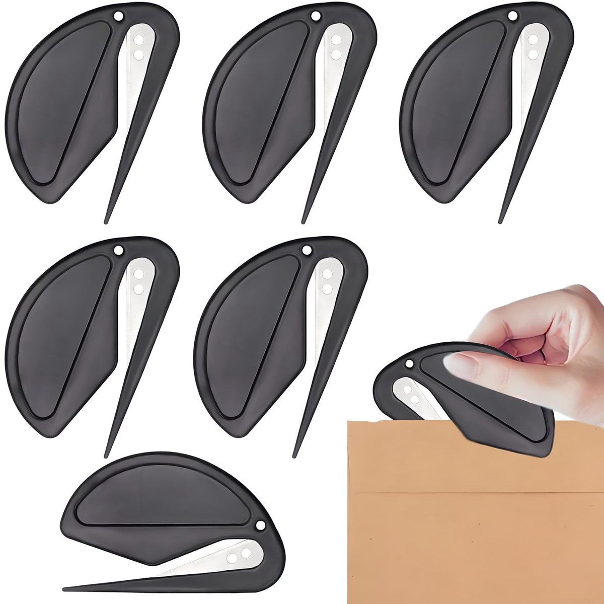 Dailygoody - Set van 6 Briefopeners met Metalen Blad en Foil Cutter - Veilig en Handig voor Pakketten en Brieven