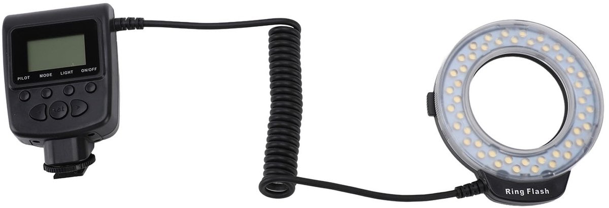 Dailygoody - OmGoods - Dailygoody - Macro LED-ringflitser - Instelbare kleurtemperatuur - Professioneel flitslicht - 48LED - Geschikt voor DSLR-camera's - 9 adapterringen -