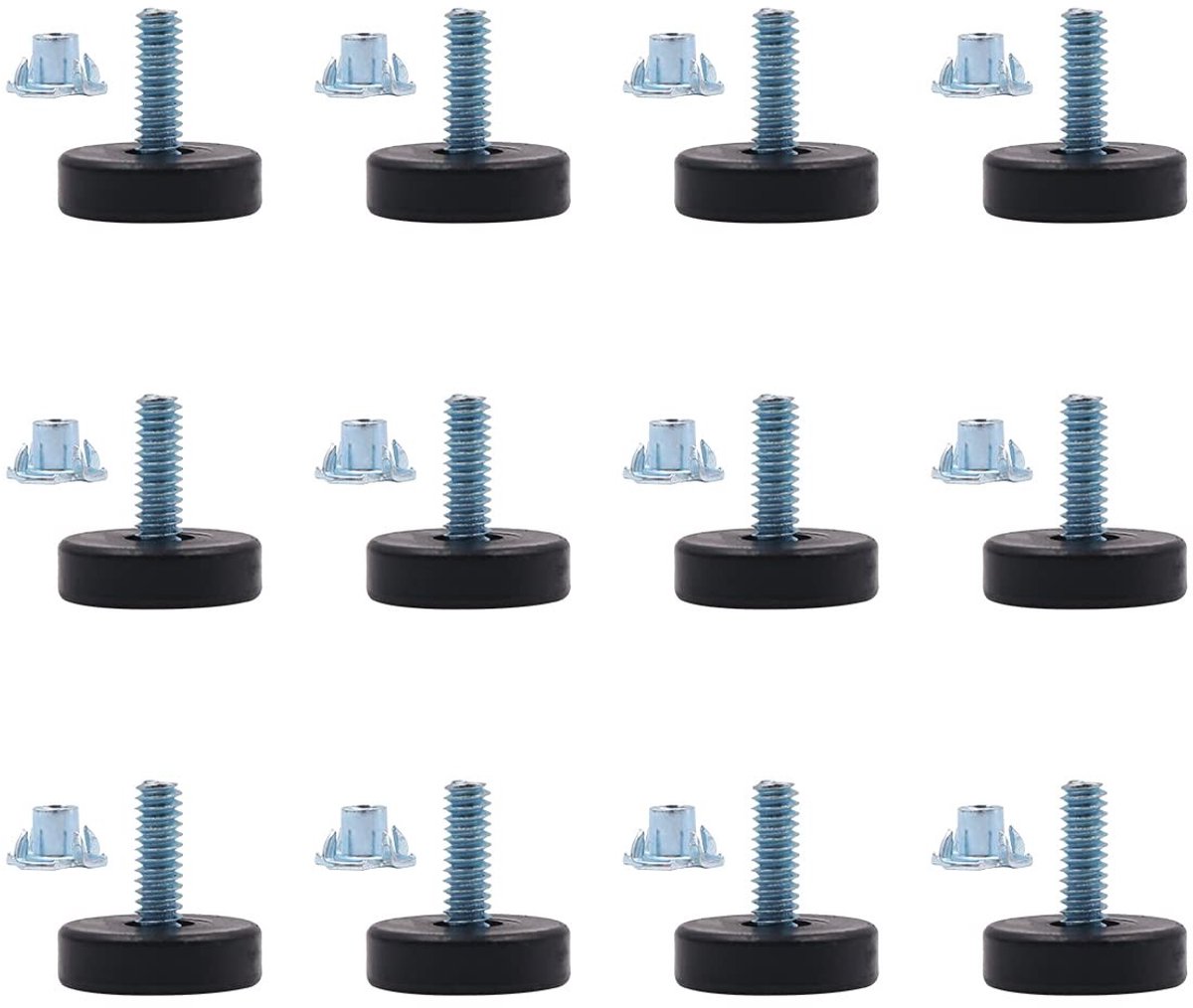 Dailygoody - Verstelbare Meubelpoten - 12 Stuks - Hoogte Verstelbaar - Rond - Tafelpoten - Geschikt voor Alle Vloeren - Ideaal voor Meubels