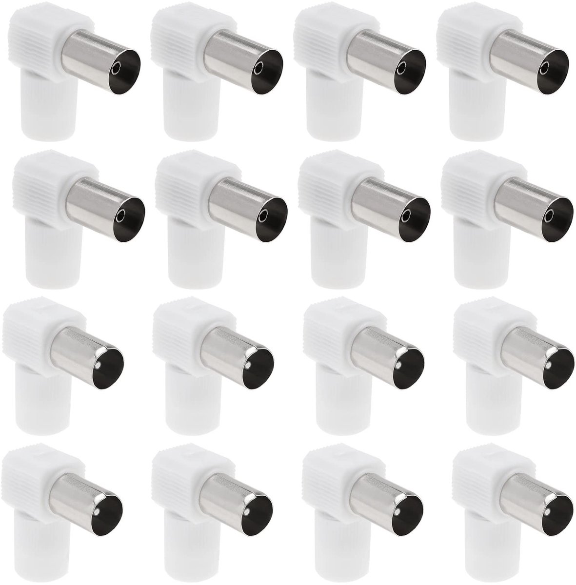 Dailygoods - Dailygoody - TV Coaxiale Antenne Connector - Coaxiale Koppeling - Wit - Antenne Plug en Socket Set - Geschikt voor TV - 16 Stuks