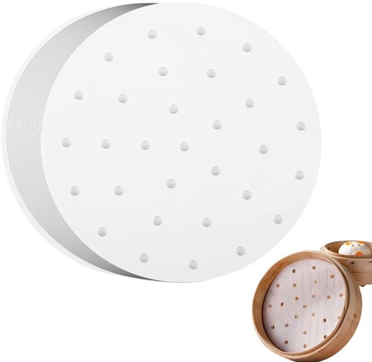 100 Dim Sum Papieren - Rond 20 cm - antiaanbaklaag en bamboe