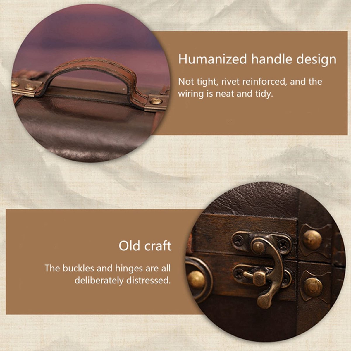 Dailygoods - Dailygoody - Vintage Opbergkoffer - Decoratieve Koffer - Retro Opbergdoos - Houten Koffer - Fotografie Rekwisieten - Geschikt voor Thuisstudio - 24x17...