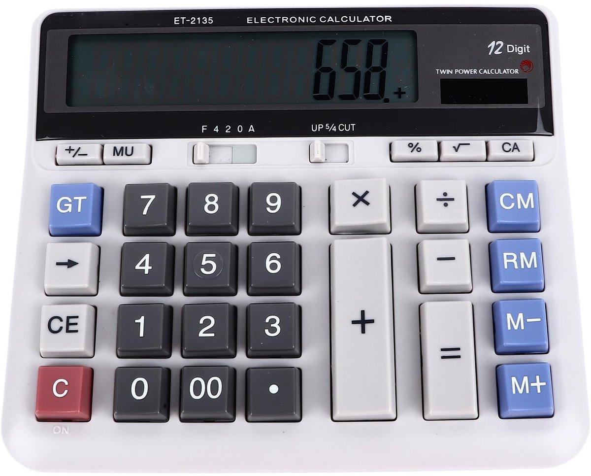 Dailygoods - Dailygoody - Elektronische Rekenmachine - Grote Toetsen - Eenvoudige Bediening - Draagbaar Formaat - Zonne-calculator - Perfect voor Thuis en Kantoor