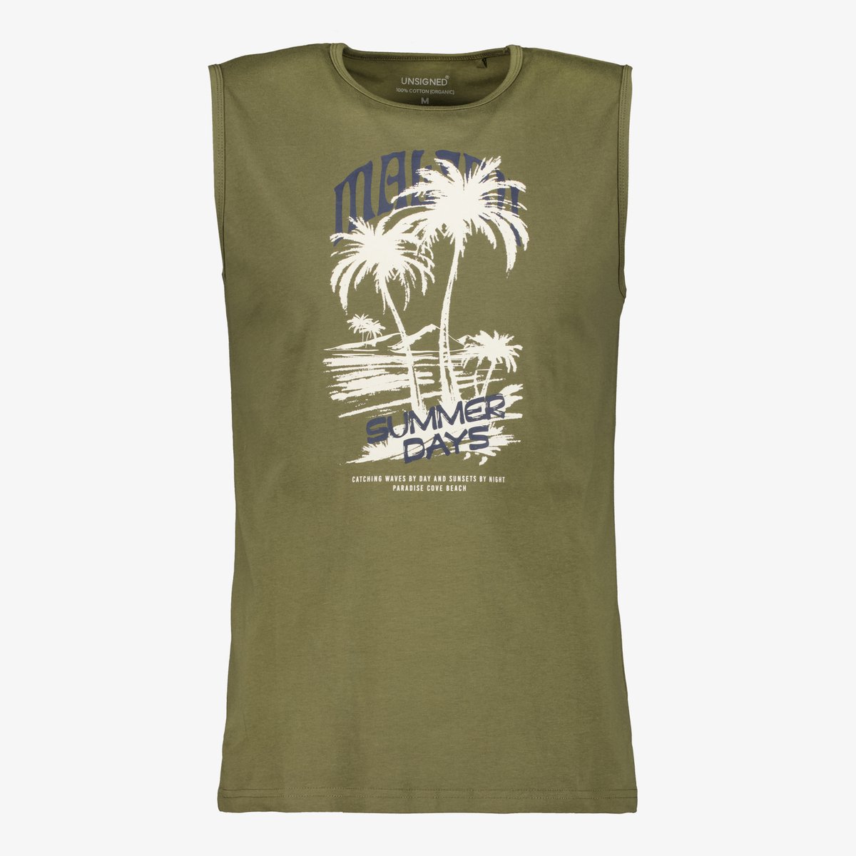 Unsigned heren singlet met opdruk groen - Maat S