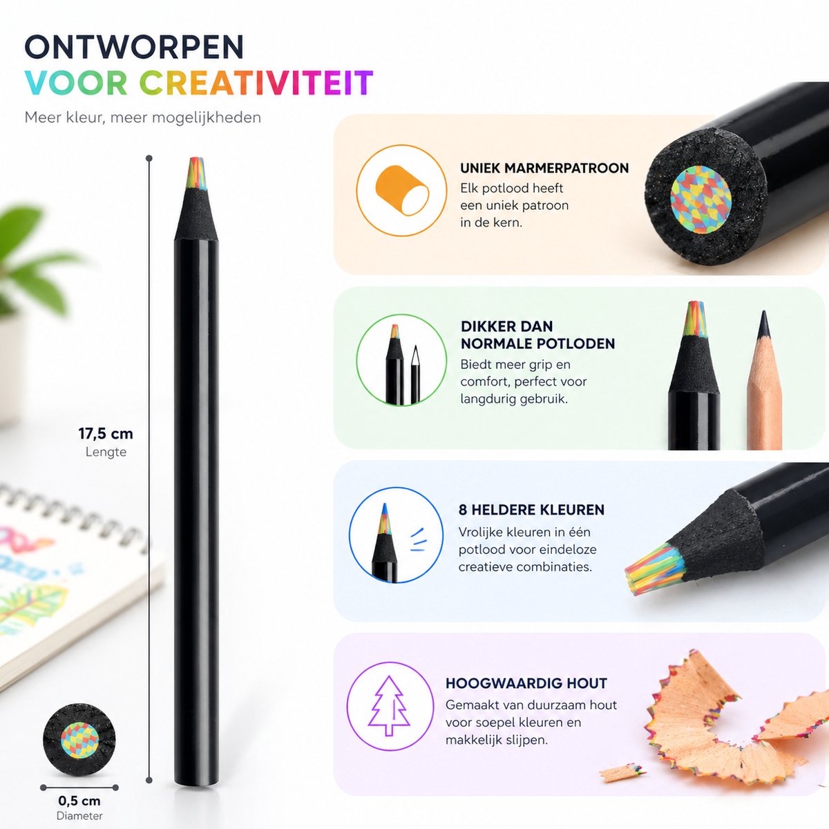 BOTC Kleurpotloden - Set van 12 Stuks - Kunstbenodigdheden - Voorgeslepen - Tekenset voor Volwassenen en Kinderen — afbeelding 7