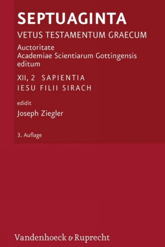 Boekcover met de titel 'Septuaginta Vetus Testamentum Graecum', bewerkt door Joseph Ziegler.
