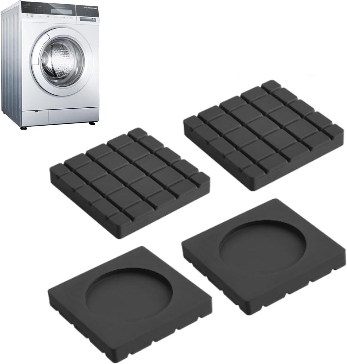 Set van 4 Antivibratie Pads voor Wasmachines - Rubber Vibration Pads voor Stabiliteit en Geluidsreductie