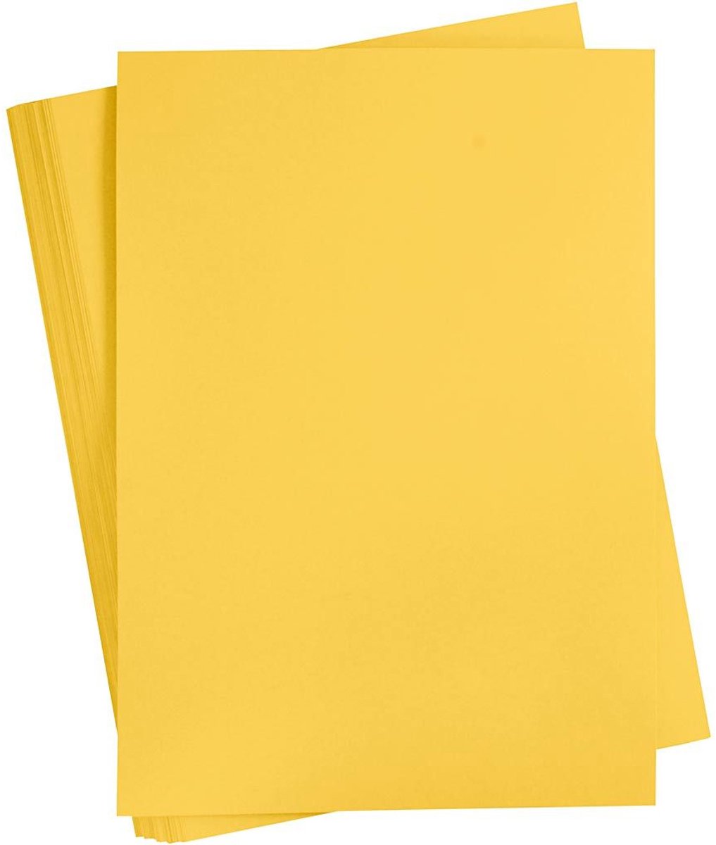 Gekleurd Karton, A2, vel 420x594 mm, 180 gr, sun yellow, 100 vel/ 1 doos