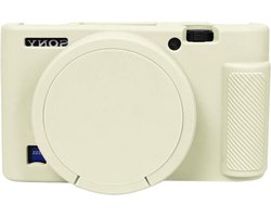 Beschermende Camera Case van Zacht Silicoon voor Sony RX100 - Lichtgewicht en Inclusief Afneembare Lenskap voor Digitale Camera's zoals RX100 III, RX100 IV, RX100 V en RX100 VII, Crèmekleurig