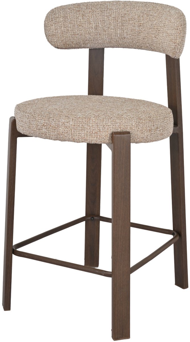 DÉJA Living DEJA Living Barstoel Lagan Taupe - Rugleuning - 65 cm - Walnoot - Japandi - Set van 2