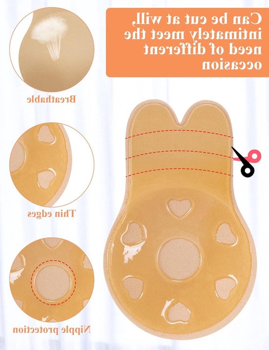 Onzichtbare, herbruikbare zelfklevende bh met siliconen en nipple covers voor trouwjurken en speciale gelegenheden — afbeelding 2
