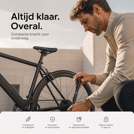 BOTC Fietspomp - Handpomp - Autoventiel - Dunlopventiel - Zwart — afbeelding 2