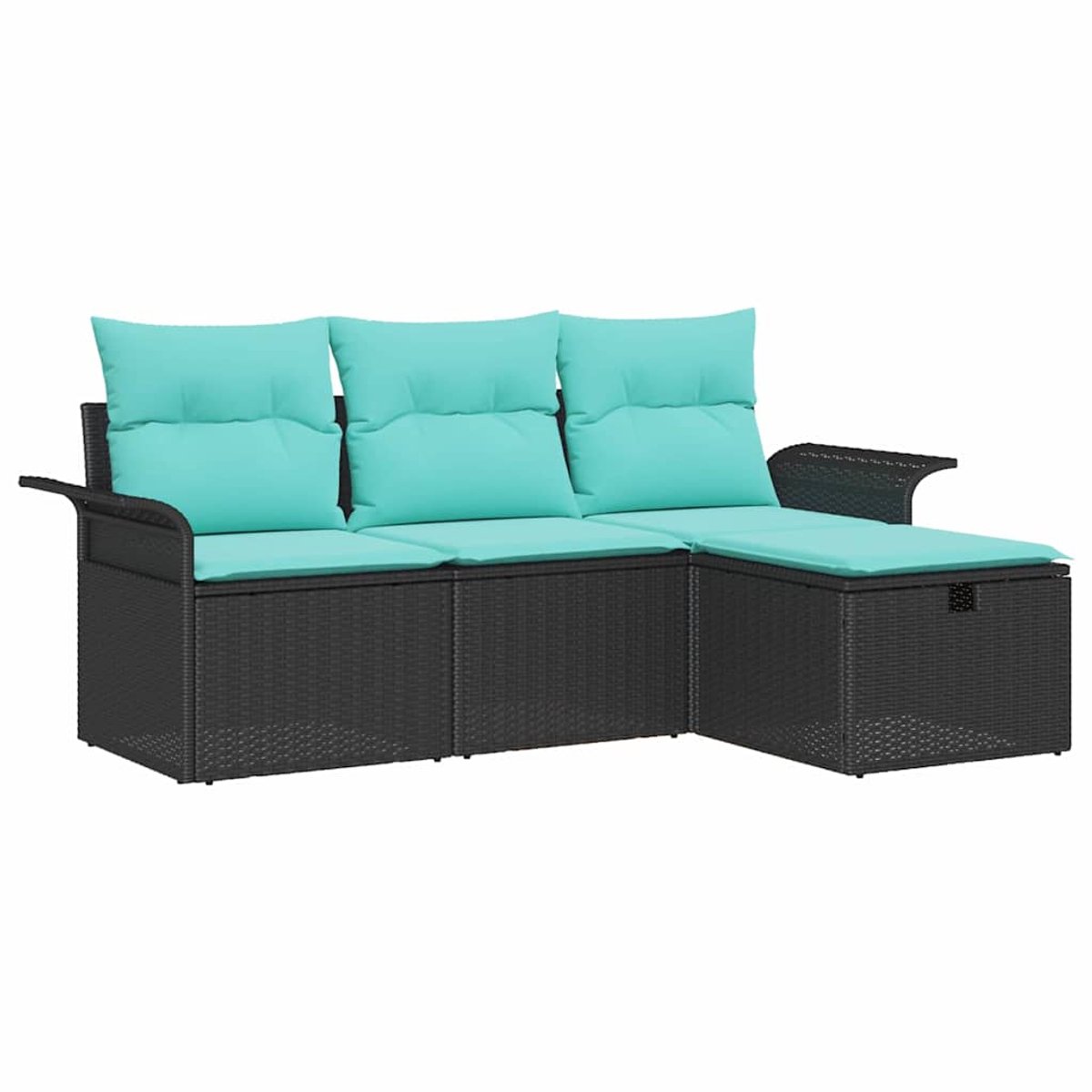 vidaXL Tuinbank - Set - 4 - st - Poly - rattan Zwart