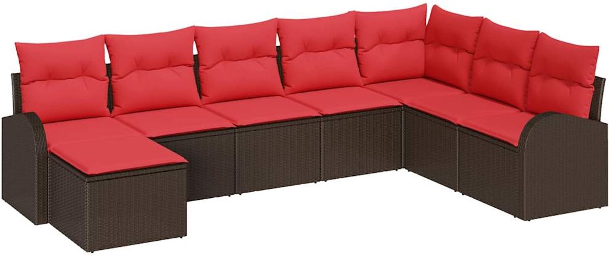 vidaXL - Tuinbank - Set - 8 - pcs - Bruin - Poly - rattan