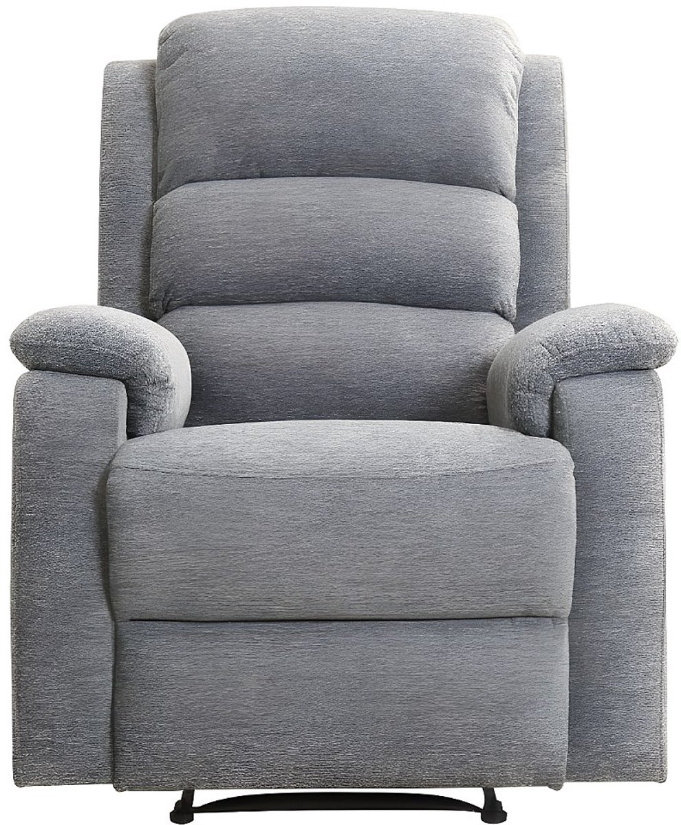 Vente-unique Elektrische relaxfauteuil van stof met plateau NEVERS - Grijs